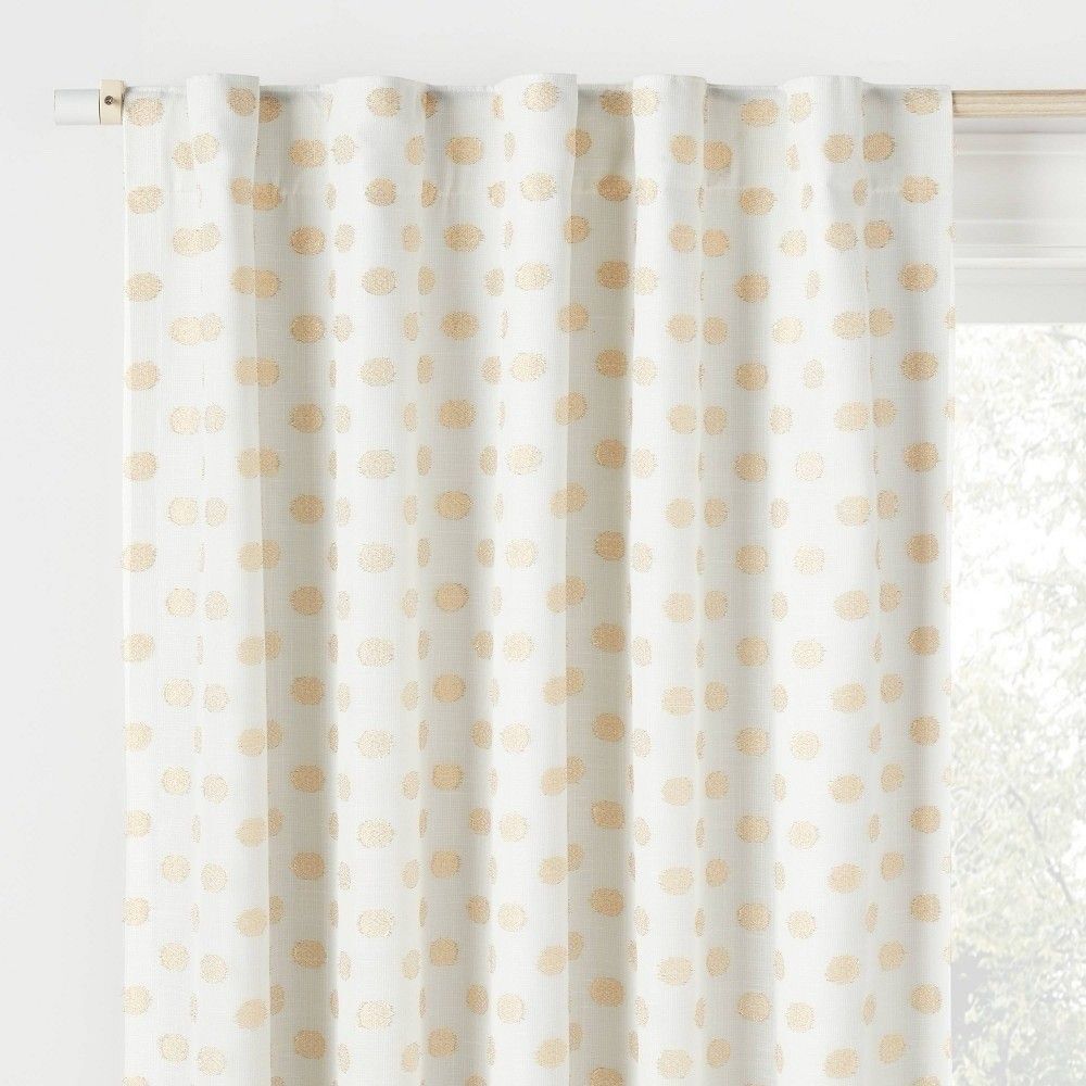 Pillowfort Gold Dotted Kids Blackout Curtain Panel 42x84 Tie Top